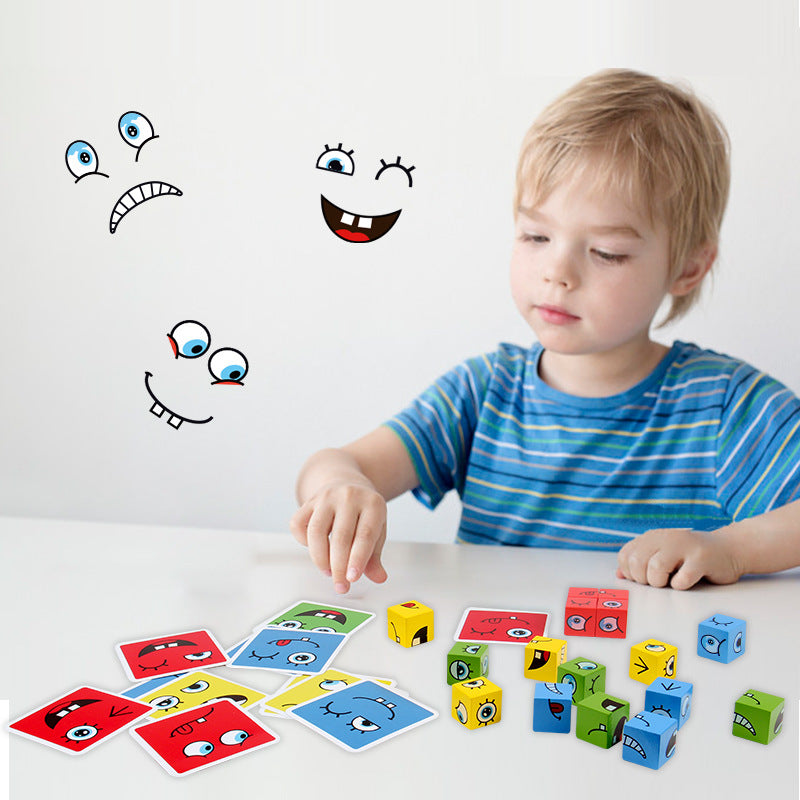 Douyin popular children's fun multi-person interactive DIY focused toys face-changing Rubik's cube building blocks children's toys wholesale