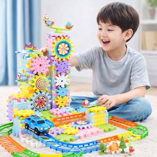 くるくる回るギアの仕組み。 遊びながら学べる知育ブロック